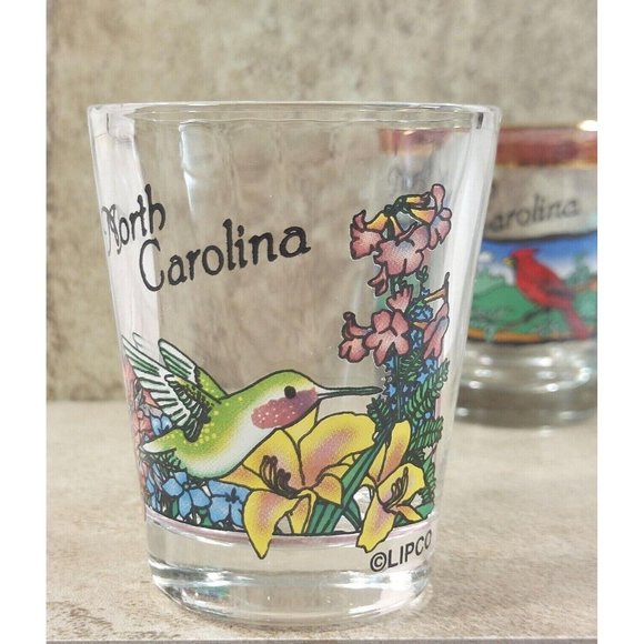 North Caroline Shot Glass Set of 2 Red Yellow Bird Souvenir Travel Memorabilia - Picture 8 of 12